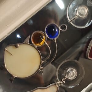 Stained Glass Fish Ornament with Blue and Amber Accents